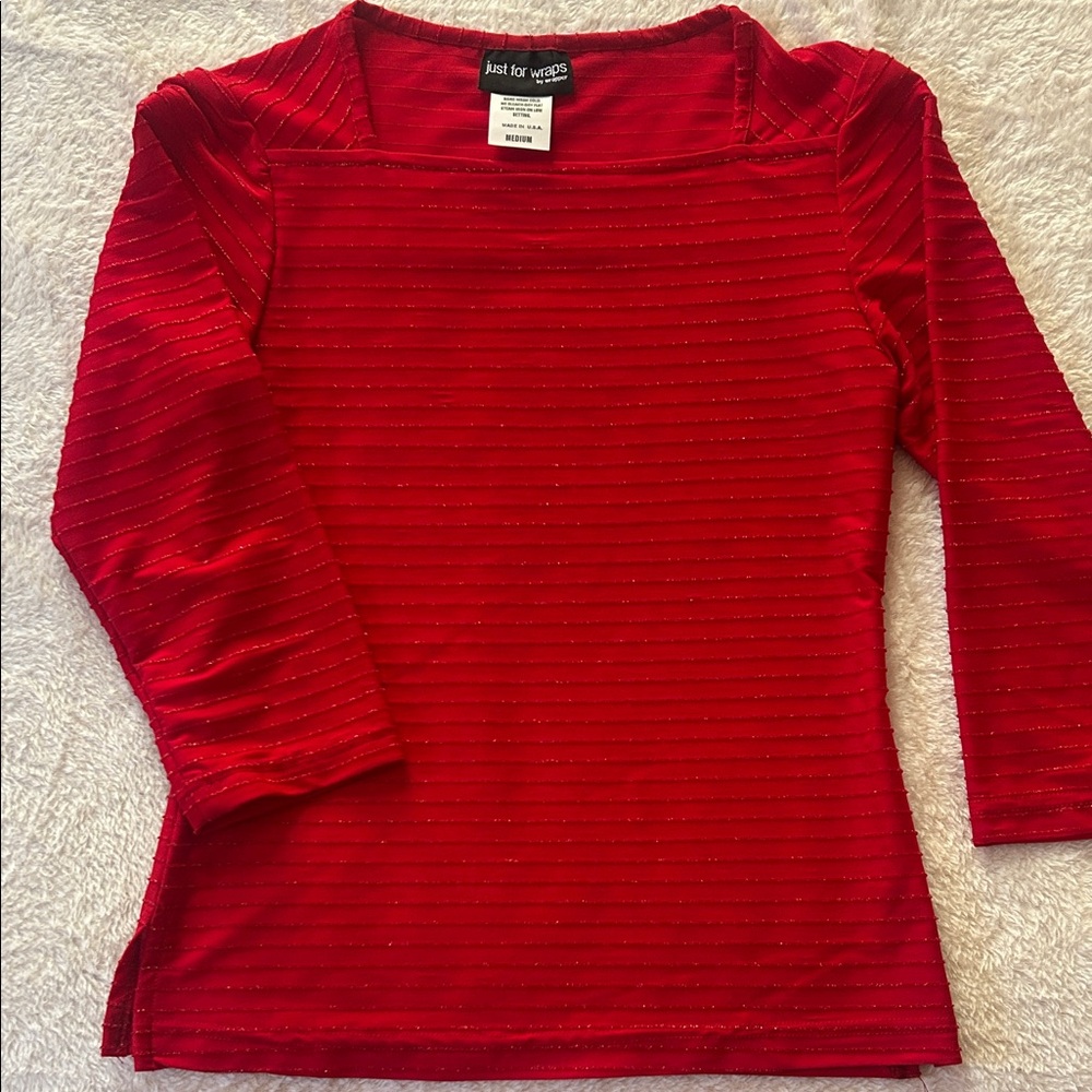 Just For Wraps Red Long Sleeve Women's Top